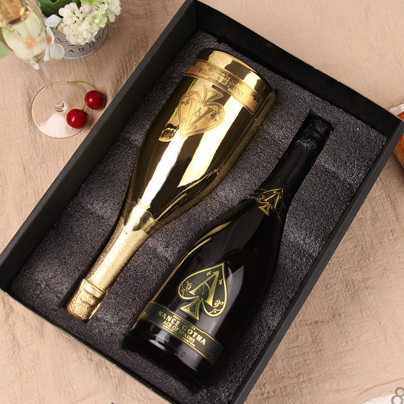 黑桃A香槟起泡酒酒吧爆款鎏金瓶女生低度甜型果酒配礼盒葡萄酒