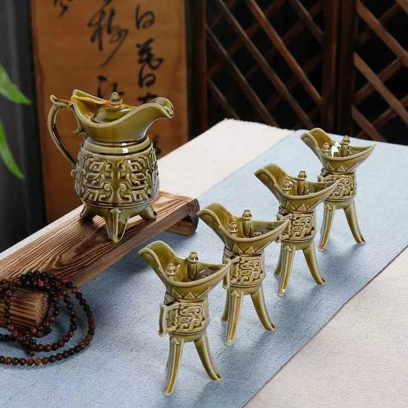 批发酒具套装仿古代三足酒壶烈酒杯酒樽道具中式家用父辛爵白酒杯